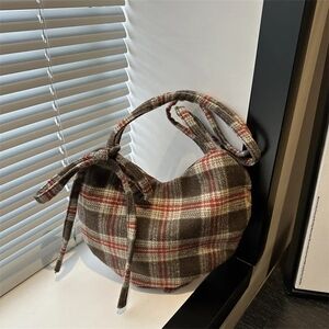 Plaid Women's Bag - Brown and Red